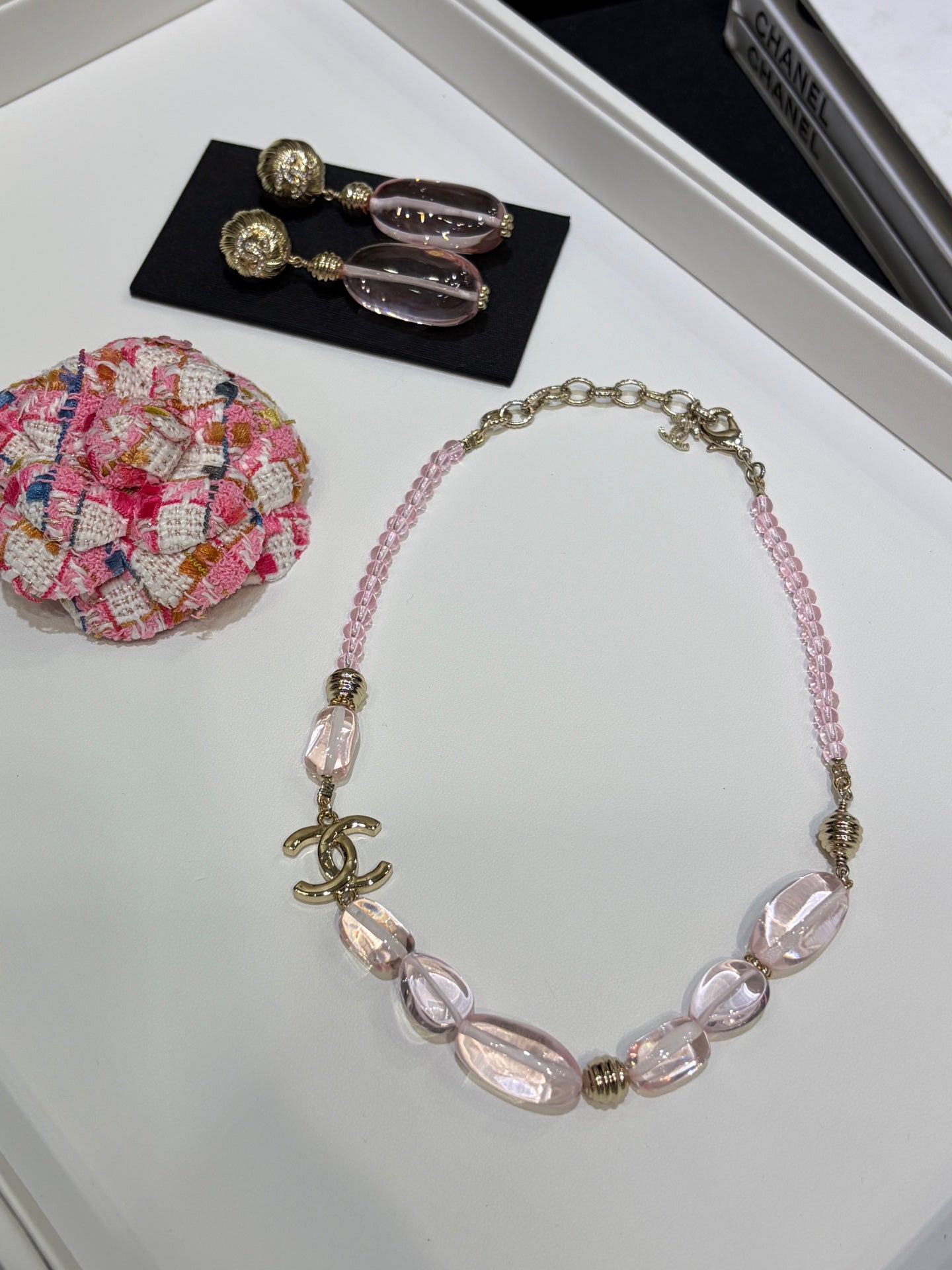 Chanel 2026 Double C Pink Acrylic Beaded Necklace