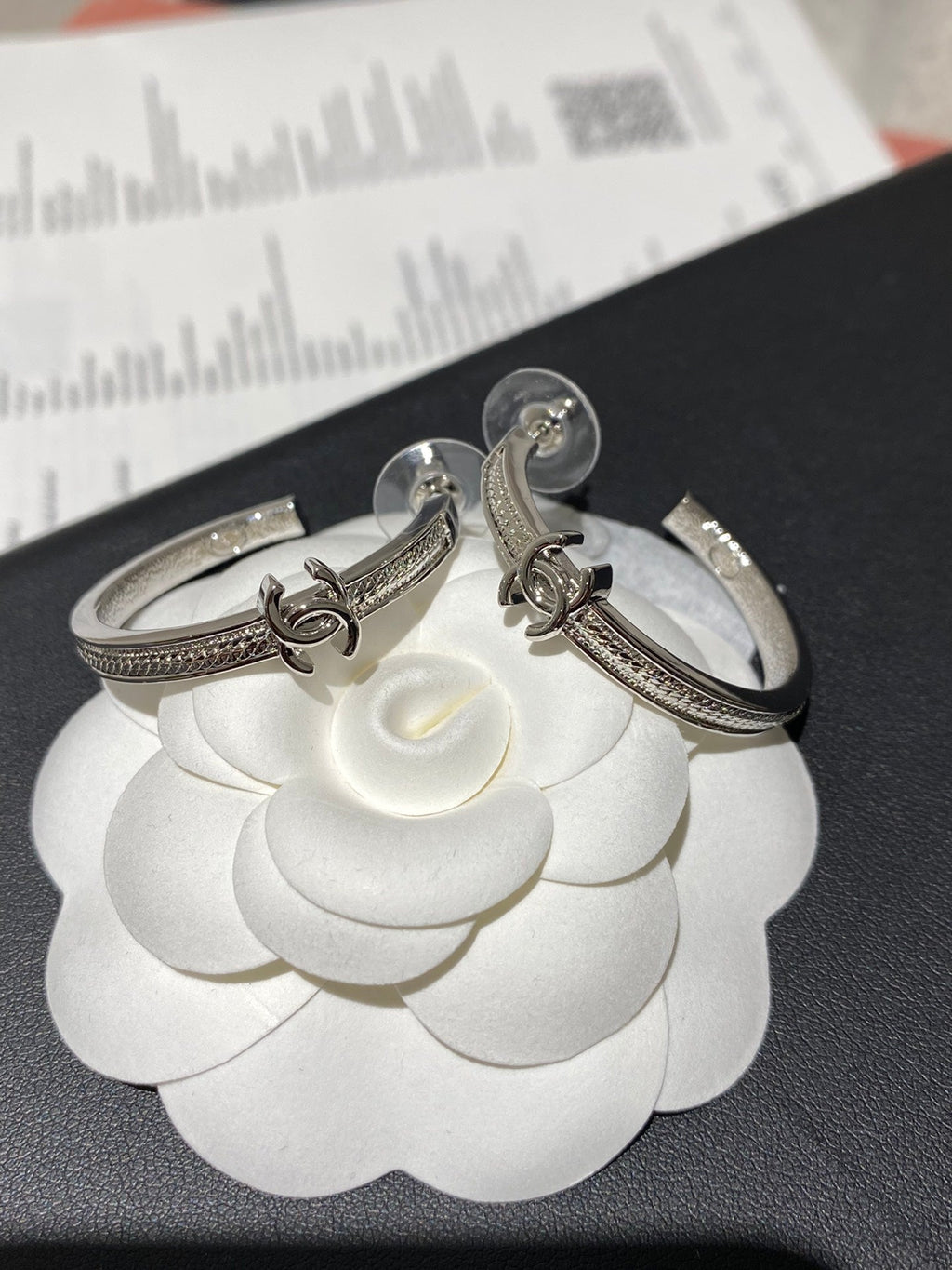 Chanel Double C Snake Bone Circular Hoop Earrings
