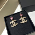 Chanel Pink Star Gold Diamond Earrings
