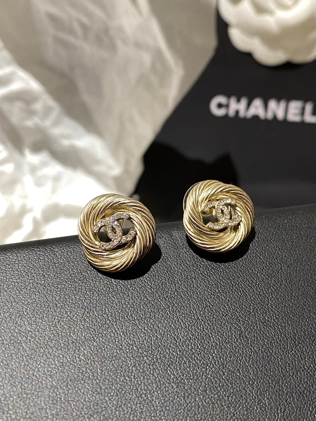 Chanel Twist Gold Diamond Double C Earrings