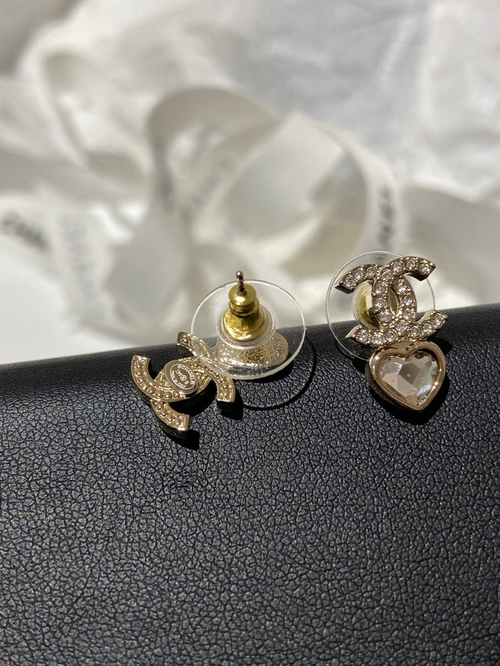 Chanel Asymmetrical Heart Gold Diamond Earrings