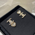 Chanel Asymmetrical Heart Gold Diamond Earrings