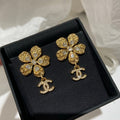 Chanel Vintage Flower Gold Diamond Earrings