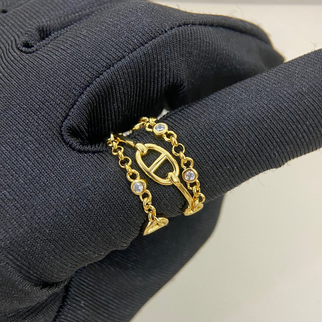 HERMES HM Pig Nose Diamond Ring
