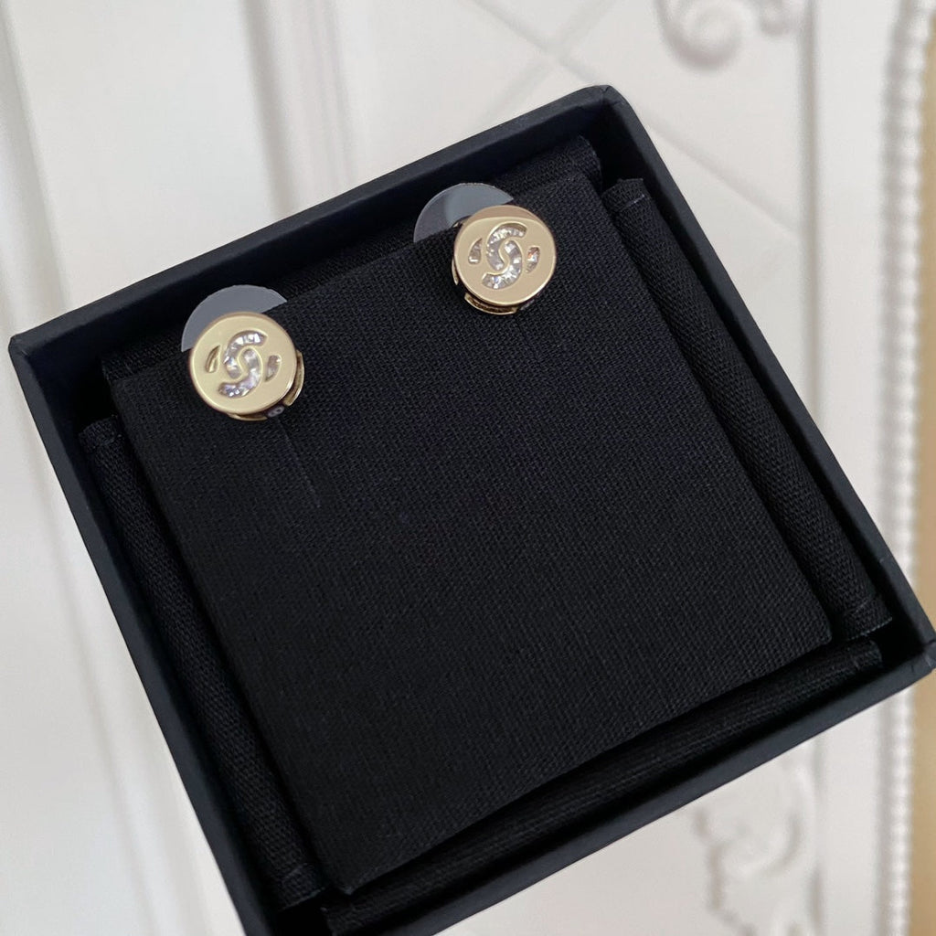 Chanel Little Gold Diamond Rhinestone Earrings