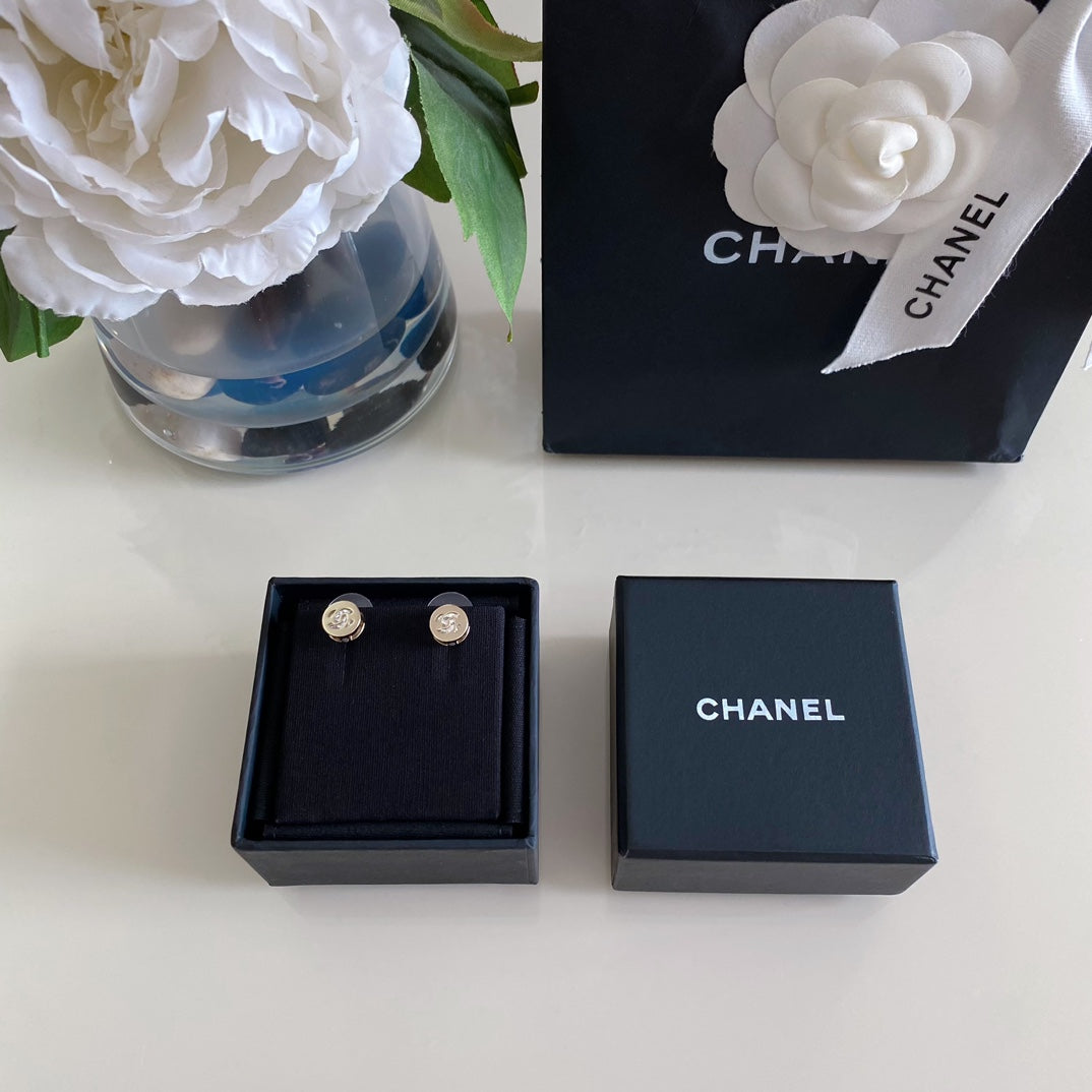 Chanel Little Gold Diamond Rhinestone Earrings