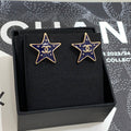 Chanel 2026 Gold Double C Blue Enamel Five-Pointed Star Earrings