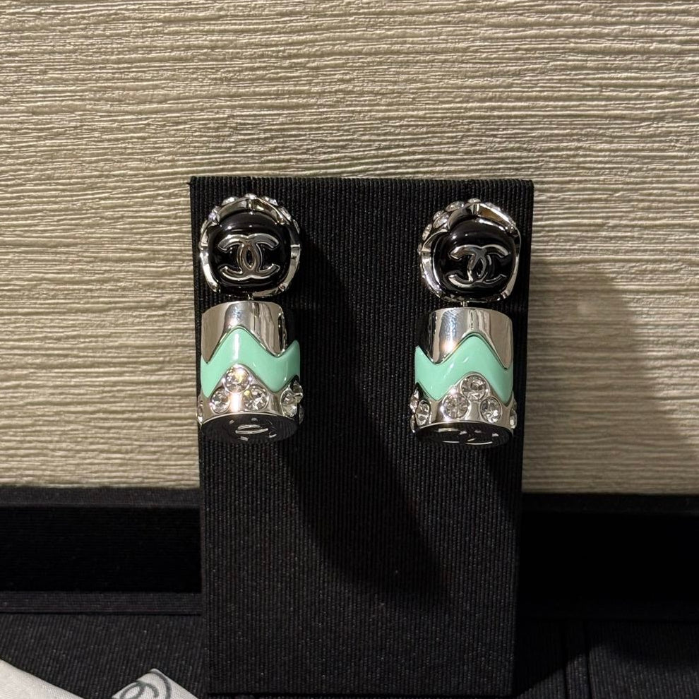Chanel 2026 Enamel Button Double C Earrings