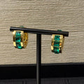 Chanel 2026 Emerald Square Diamond Gold Double C Hoop Earrings Stud Earrings
