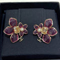 Chanel 2026 Double C Pink Asymmetrical Flower Stud Earrings