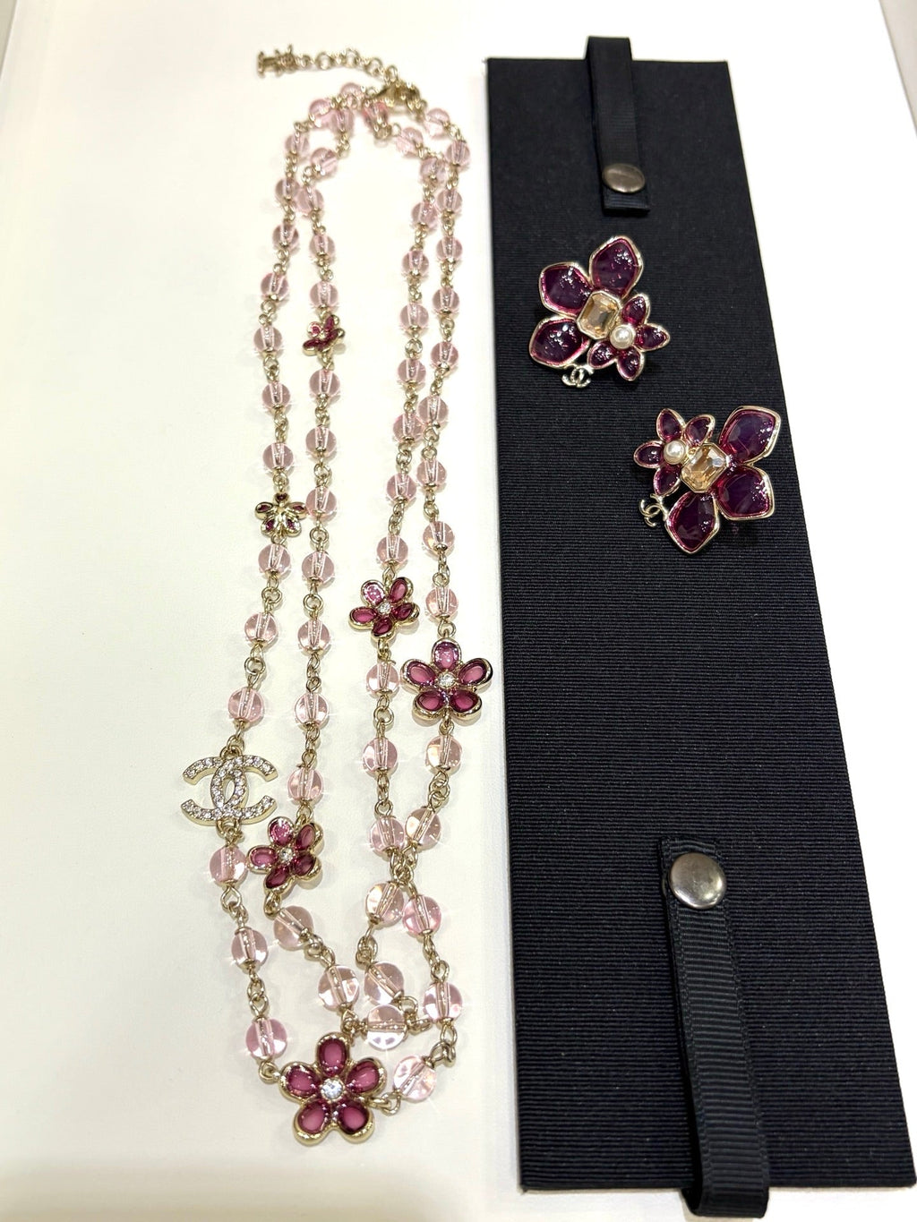 Chanel 2026 Double C Pink Flower Light Gold Necklace