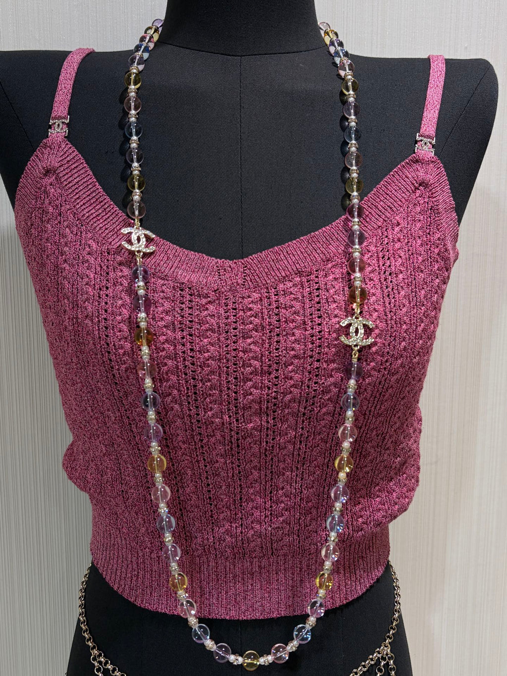 Chanel 2026 Colorful Crystal Full Rhinestone Double C Necklace
