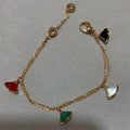 BVLGARI BVL 4 MOTIF MOP GOLD DOUBLE CHAIN BRACELET