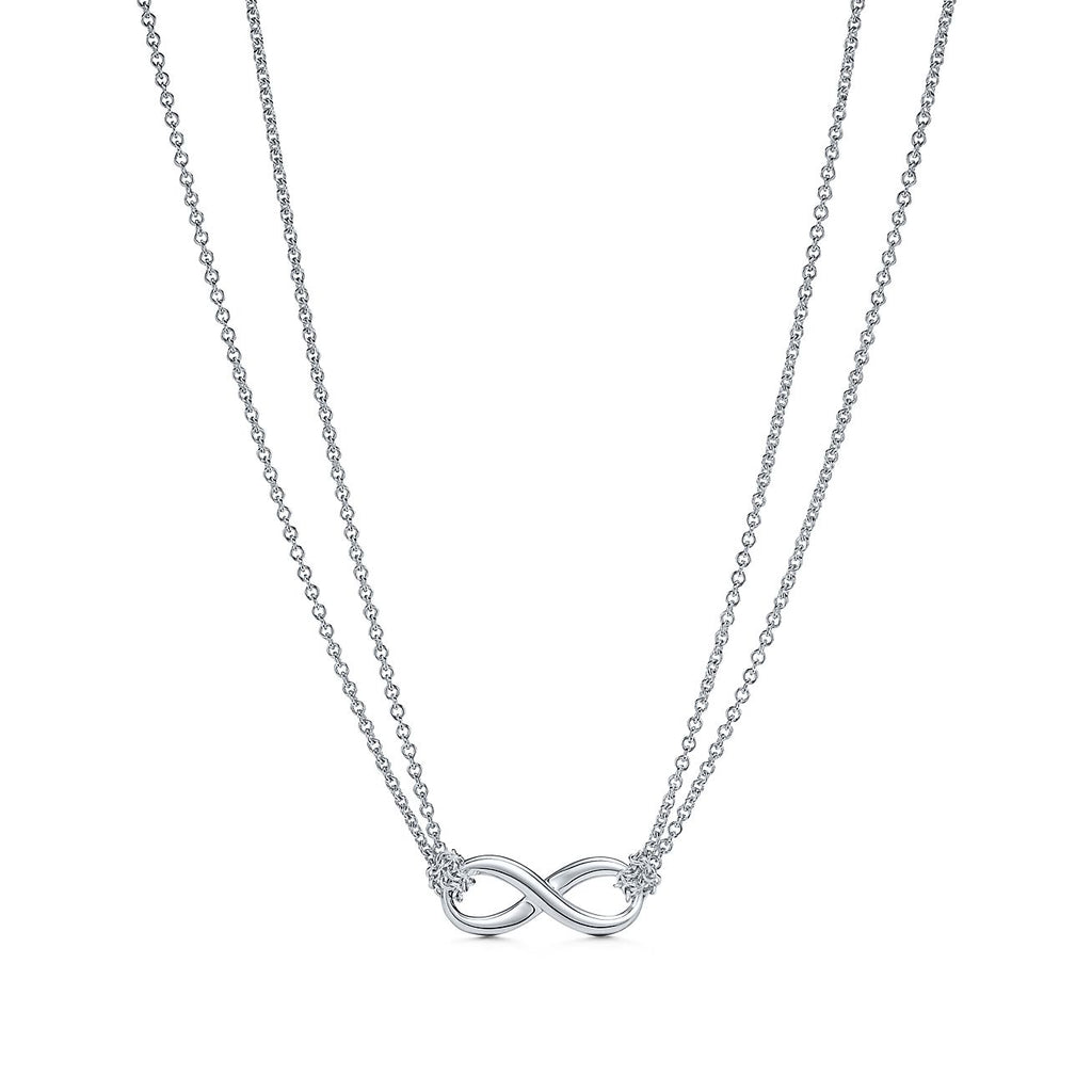 TIFFANY SILVER INFINITY DOUBLE CHAIN NECKLACE