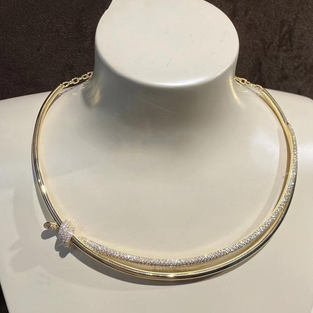 TIFFANY KNOT DOUBLE ROW NECKLACE IN YELLOW GOLD WITH DIAMONDS