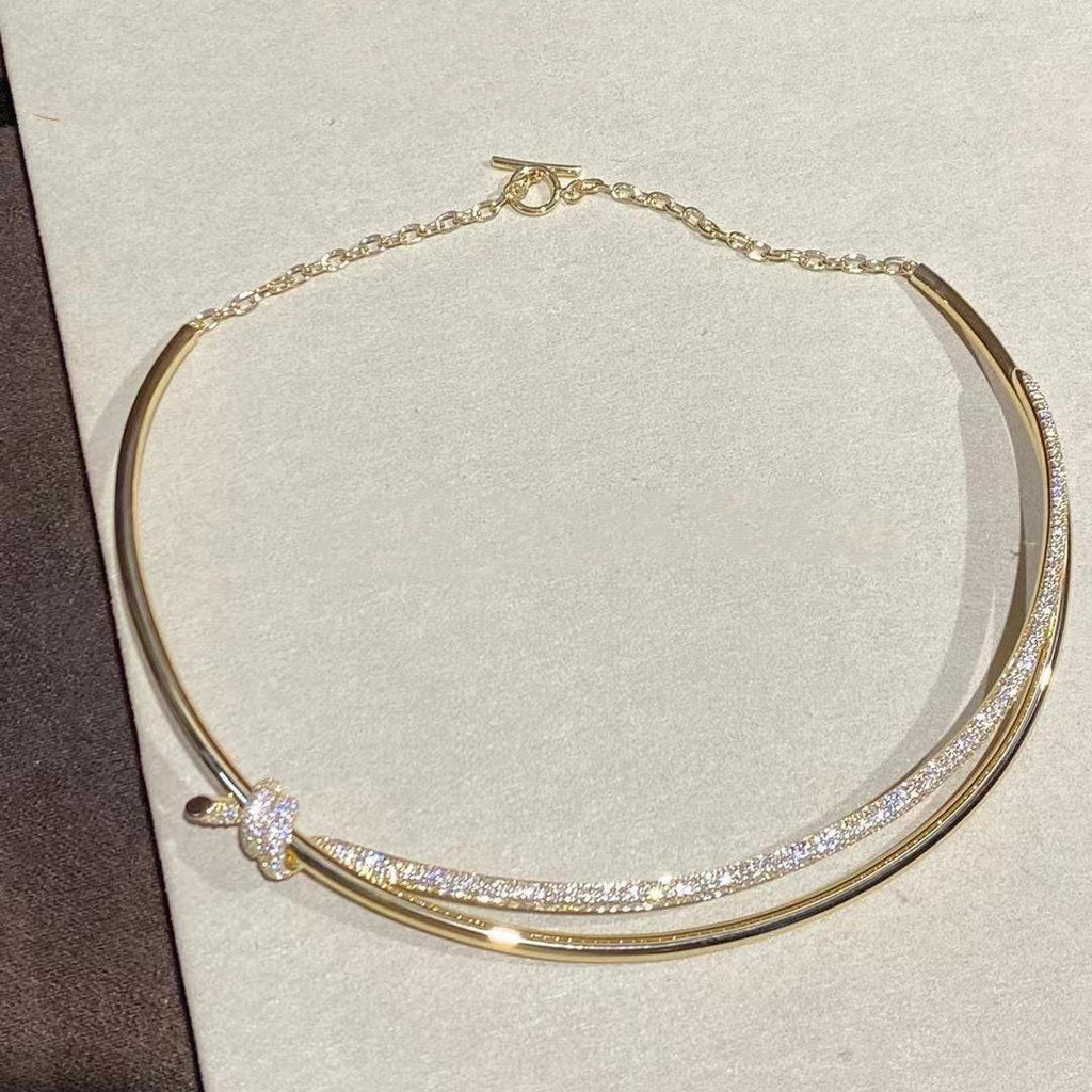 TIFFANY KNOT DOUBLE ROW NECKLACE IN YELLOW GOLD WITH DIAMONDS