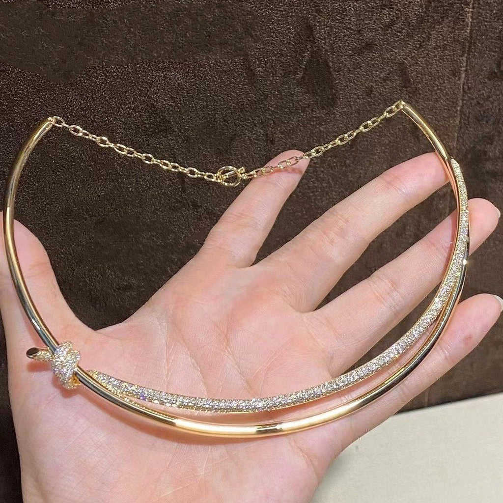 TIFFANY KNOT DOUBLE ROW NECKLACE IN YELLOW GOLD WITH DIAMONDS