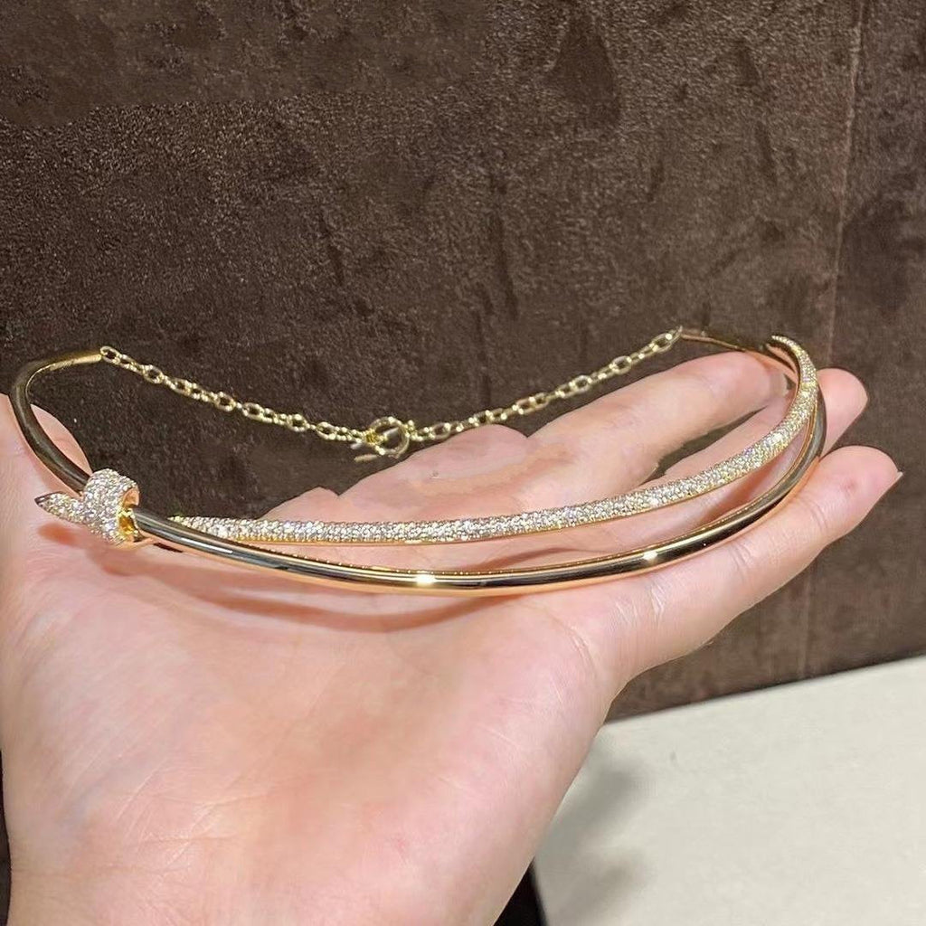 TIFFANY KNOT DOUBLE ROW NECKLACE IN YELLOW GOLD WITH DIAMONDS