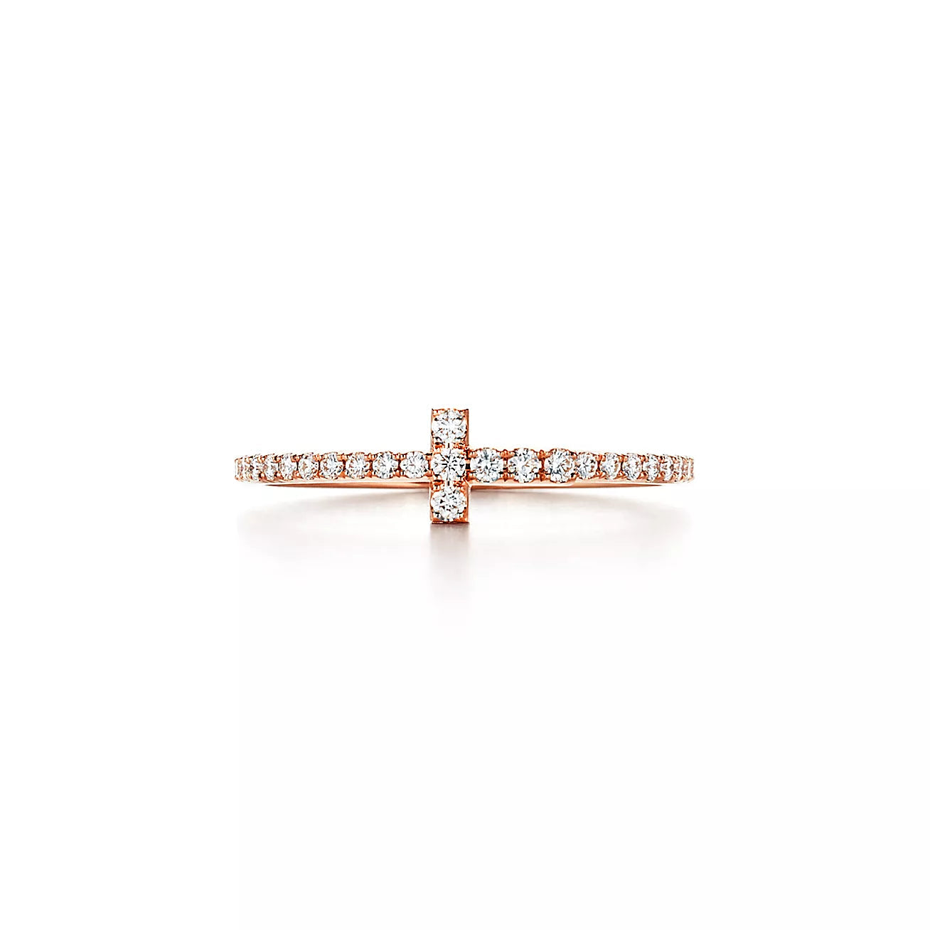 TIFFANY T RING DIAMOND PINK GOLD