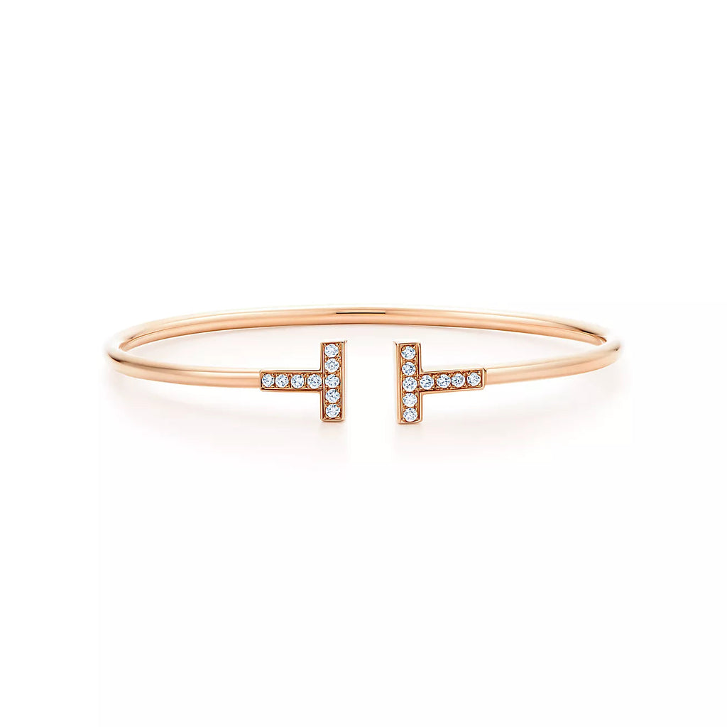 TIFFANY T BRACELET PINK GOLD 1.8MM DIAMOND