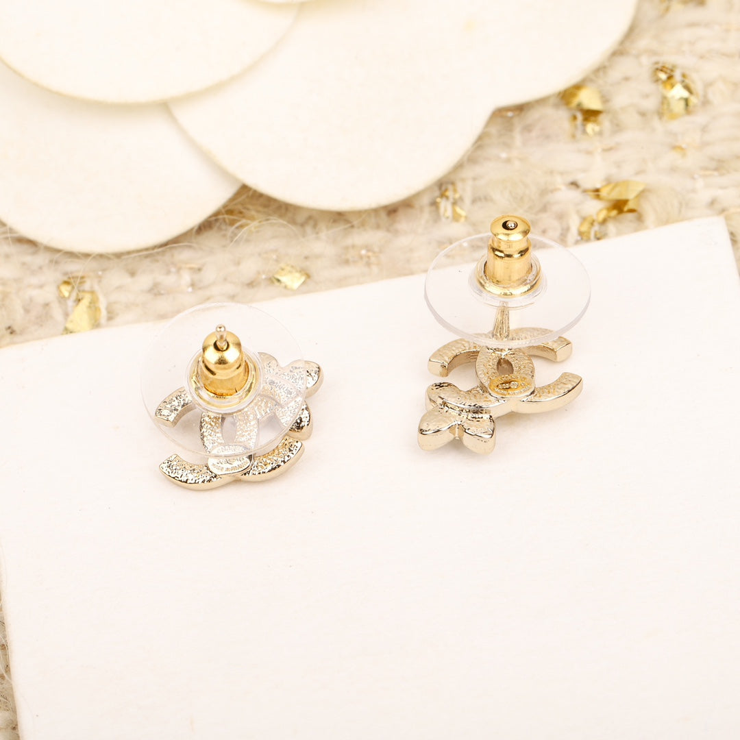 Chanel Double C Flower Gold Earrings