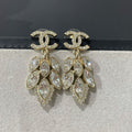 Chanel Small Fragrance Wheat Gold Diamond Earrings