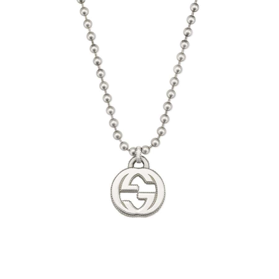 GUCCI INTERLOCKING NECKLACE G PENDANT  STERLING SILVER