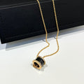 BVLGARI ZERO 1 BLACK CERAMIC DIAMOND PINK GOLD NECKLACE